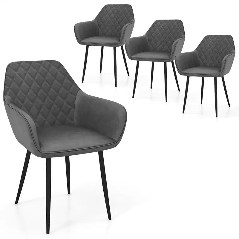 Set di 4 sedie da pranzo Costway Leisure, poltroncine imbottite con schienale curvo