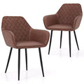Costway Leisure Dining Chair Set of 2 Upholstered Accent Chairs w/ Curved Backrest