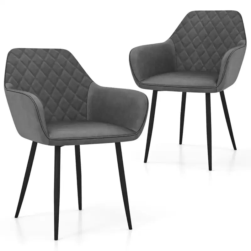 Costway Sedie da Pranzo Set di 2 Sedie Imbottite con Schienale Curvo