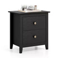 Costway Modern Nightstand w/ Storage 2 Drawers & Support Legs for Bedroom Black