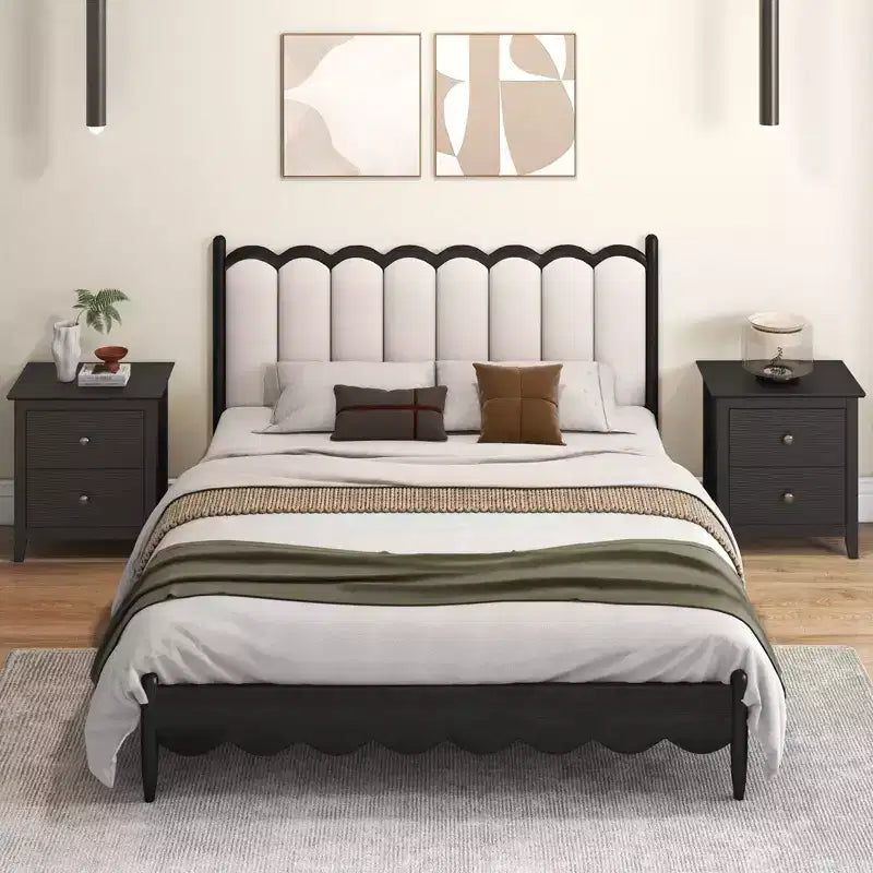 Costway Comodino Moderno con Mobiletto a 2 Cassetti e Gambe di Supporto per Camera da Letto Nero