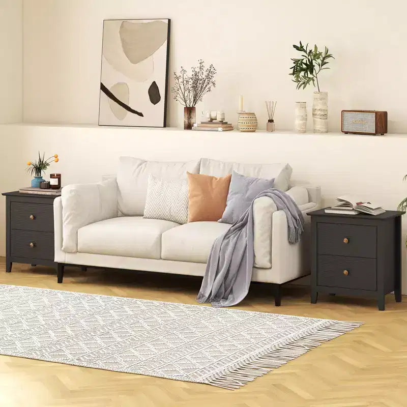 Costway Comodino Moderno con Mobiletto a 2 Cassetti e Gambe di Supporto per Camera da Letto Nero