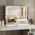 GDFStudio Hira Modern Metal Rectangular Bathroom Vanity Mirror with 3 Lighting Modes