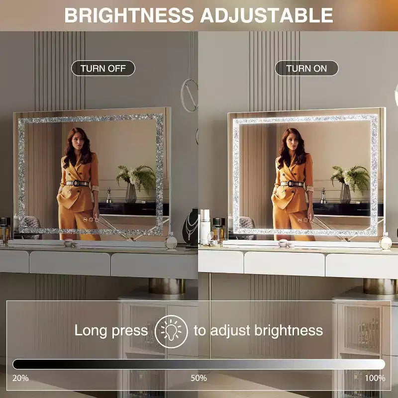 GDFStudio Hira Specchio Moderno Rettangolare da Bagno in Metallo con 3 Modalità di Illuminazione