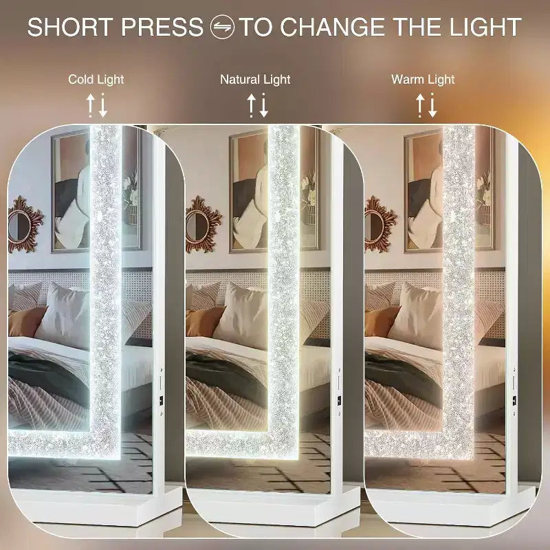 GDFStudio Hira Specchio Moderno Rettangolare da Bagno in Metallo con 3 Modalità di Illuminazione