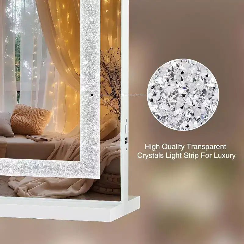 GDFStudio Hira Specchio Moderno Rettangolare da Bagno in Metallo con 3 Modalità di Illuminazione