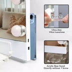 GDFStudio Iver Specchio da trucco moderno in alluminio con luci e telecomando, porta di ricarica e supporto per telefono