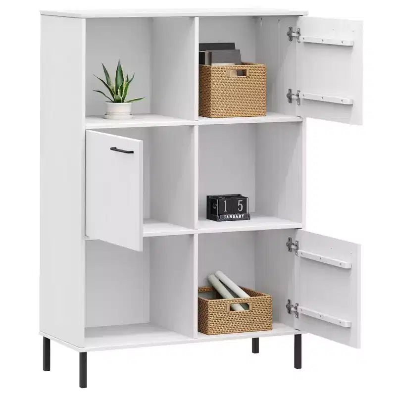 vidaXL Libreria Libreria con Gambe in Metallo Mobile Contenitore OSLO Legno Massello