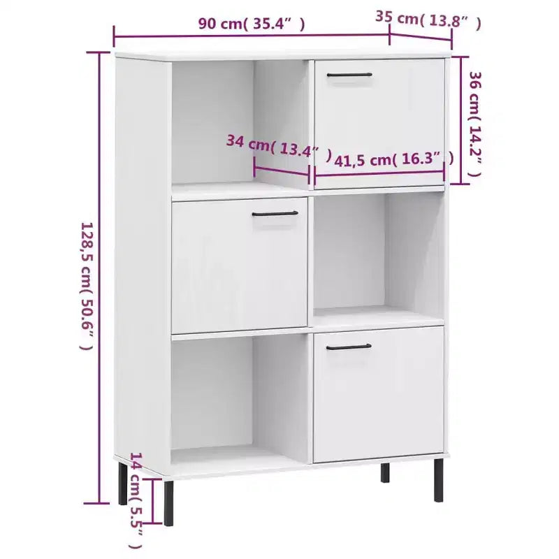 vidaXL Libreria Libreria con Gambe in Metallo Mobile Contenitore OSLO Legno Massello