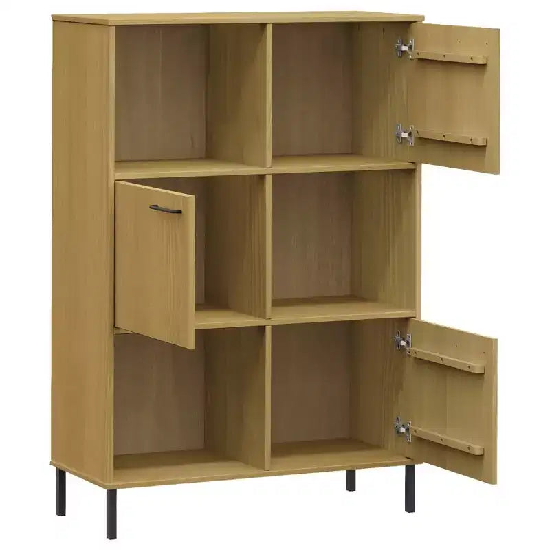 vidaXL Libreria Libreria con Gambe in Metallo Mobile Contenitore OSLO Legno Massello