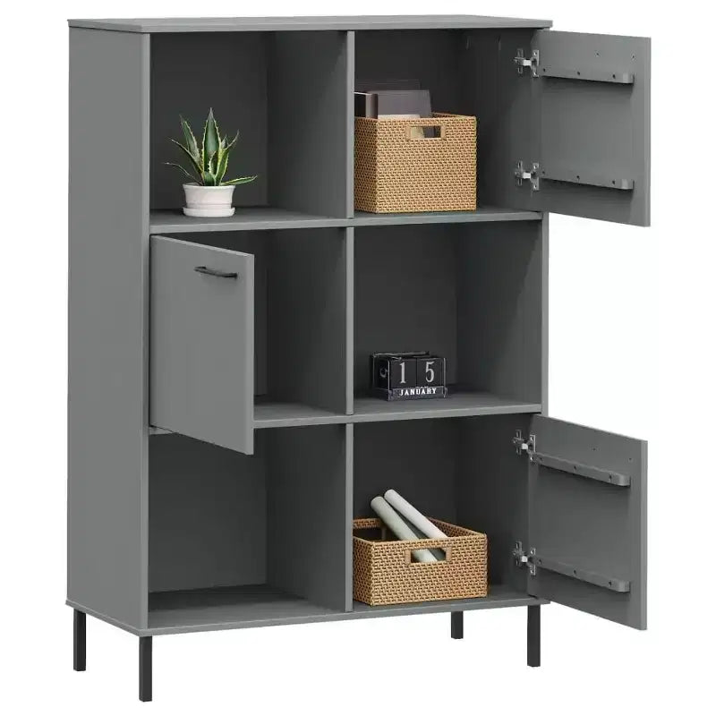 vidaXL Libreria Libreria con Gambe in Metallo Mobile Contenitore OSLO Legno Massello