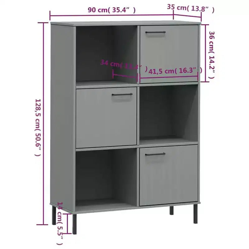 vidaXL Libreria Libreria con Gambe in Metallo Mobile Contenitore OSLO Legno Massello