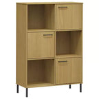 vidaXL Bookshelf Book Cabinet with Metal Legs Storage Cabinet OSLO Solid Wood