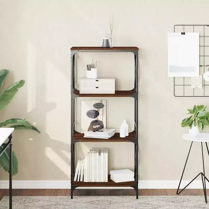vidaXL Libreria in legno ingegnerizzato rovere fumo con piedini regolabili, media
