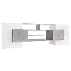Mobile TV con luci a LED per TV da 88 pollici, consolle multimediale in legno con ripiani in vetro, mobile da intrattenimento lucido per soggiorno, grigio