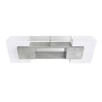 Mobile TV con luci a LED per TV da 88 pollici, consolle multimediale in legno con ripiani in vetro, mobile da intrattenimento lucido per soggiorno, grigio