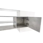 Mobile TV con luci a LED per TV da 88 pollici, consolle multimediale in legno con ripiani in vetro, mobile da intrattenimento lucido per soggiorno, grigio