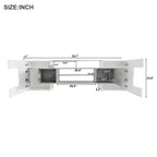 Mobile TV con luci a LED per TV da 88 pollici, consolle multimediale in legno con ripiani in vetro, mobile da intrattenimento lucido per soggiorno, grigio