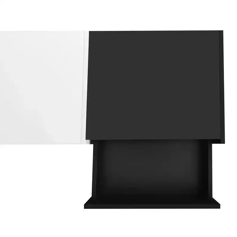 Mobile TV moderno bicolore per TV da 80 pollici, mobile TV in legno con contenitore, centro di intrattenimento, consolle multimediale con vani versatili