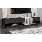 Mobile TV moderno bicolore per TV da 80 pollici, mobile TV in legno con contenitore, centro di intrattenimento, consolle multimediale con vani versatili