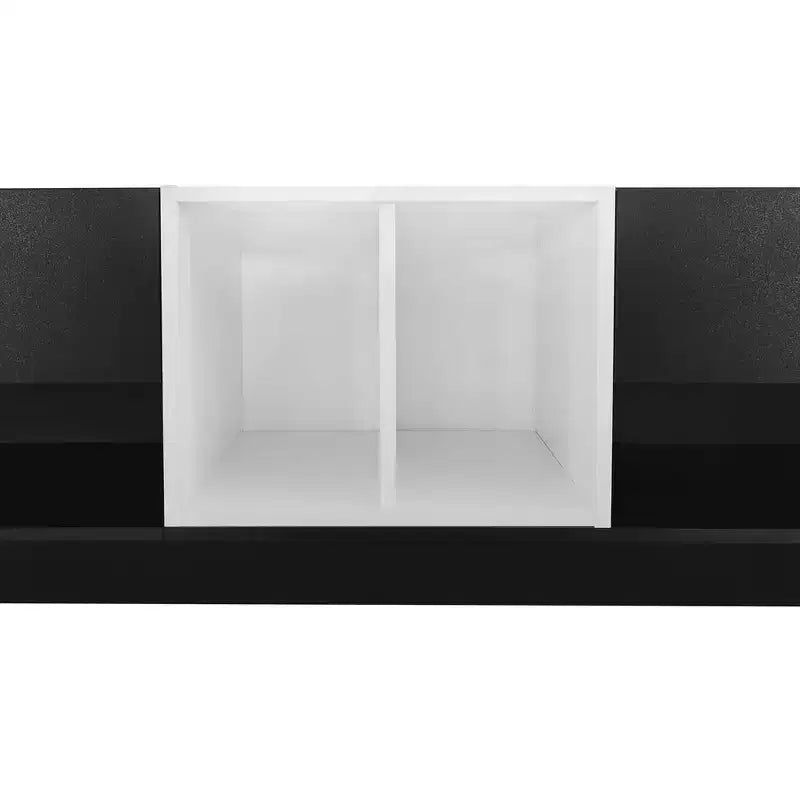 Mobile TV moderno bicolore per TV da 80 pollici, mobile TV in legno con contenitore, centro di intrattenimento, consolle multimediale con vani versatili