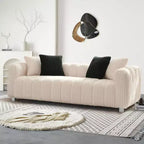 GDFStudio Croton Divano a 3 Posti Moderno in Velluto a Coste con Gambe in Metallo da 210 cm