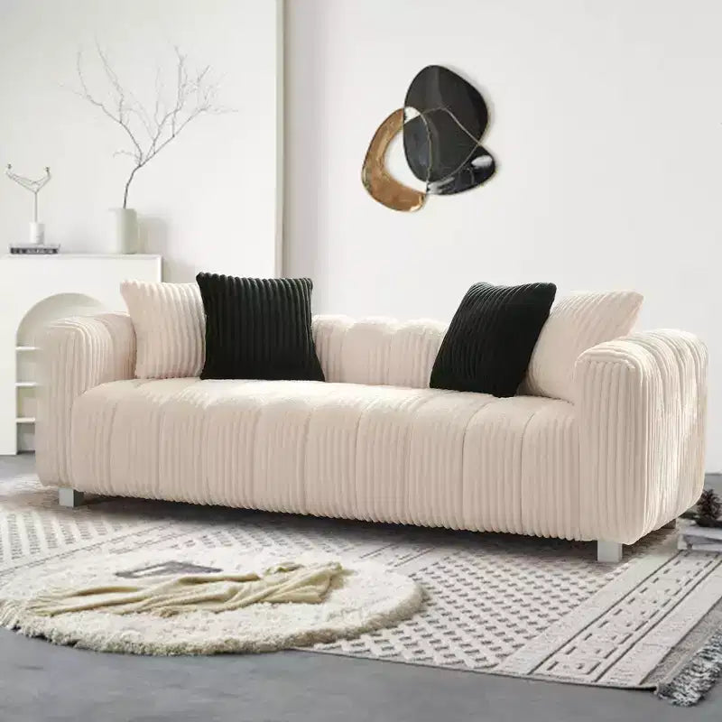 GDFStudio Croton Divano a 3 Posti Moderno in Velluto a Coste con Gambe in Metallo da 210 cm