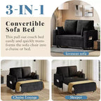 Divano letto estraibile 3-in-1, divano letto a 2 posti da 56" con portabicchieri e ricarica USB, divano letto estraibile a una piazza e mezza