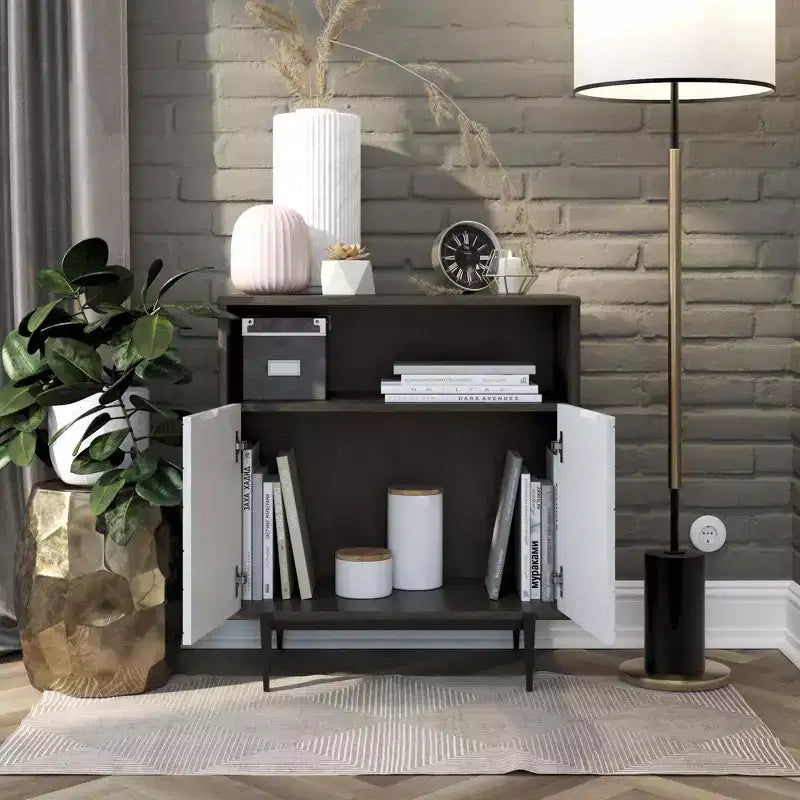 GDFStudio Zane Armadietto moderno con 2 ante e 1 ripiano aperto da 27,7''