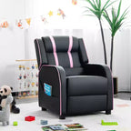 Poltrona reclinabile per bambini Costway, in pelle ergonomica, con poggiapiedi e tasca laterale