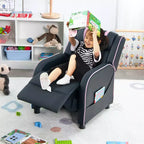 Poltrona reclinabile per bambini Costway, in pelle ergonomica, con poggiapiedi e tasca laterale