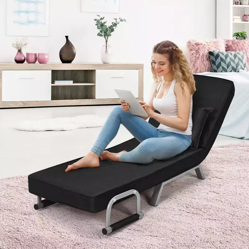 Divano Letto Costway, Poltrona Pieghevole, Reclinabile in 5 Posizioni, Completamente Imbottito, Chaise Longue