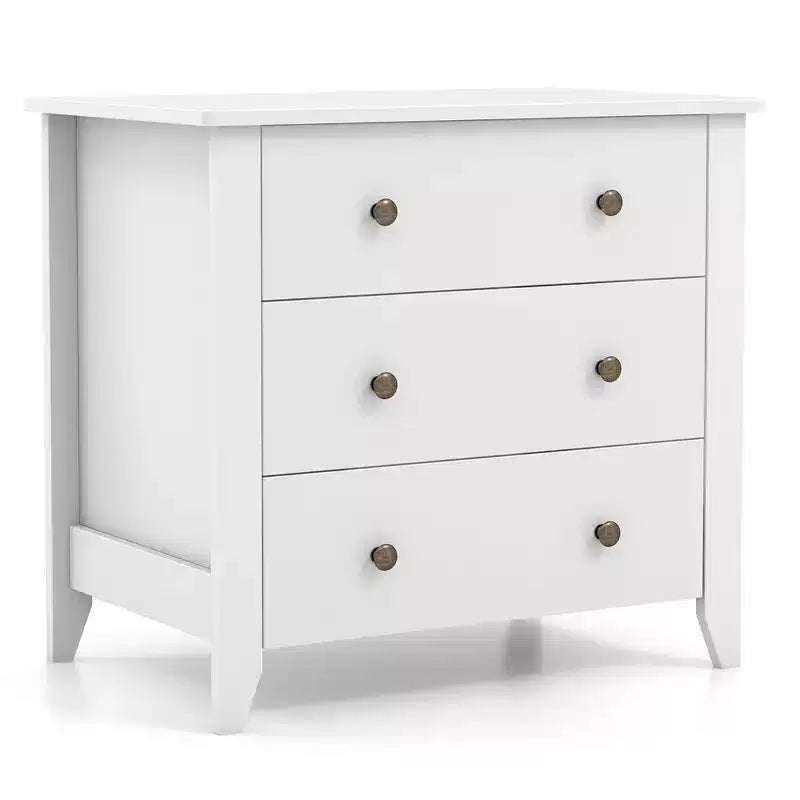 Costway 3 Drawer Dresser Chest of Drawers Bedside Table for Living Room Bedroom White