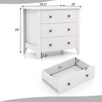 Costway Cassettiera a 3 Cassetti Tavolino da Notte per Soggiorno Camera da Letto Bianco