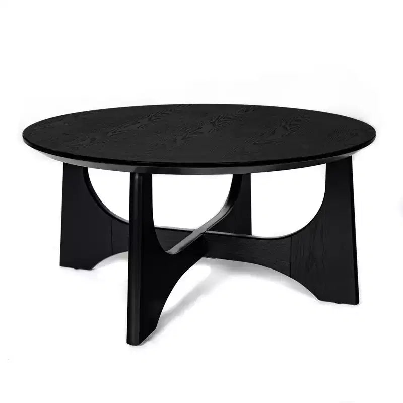 Tavolino rotondo da 36'', tavolino in legno con gambe incrociate, tavolino centrale per divano, tavolino da cocktail per piccoli spazi, tavolino d'accento per soggiorno e ufficio