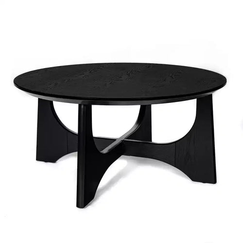 Tavolino rotondo da 36'', tavolino in legno con gambe incrociate, tavolino centrale per divano, tavolino da cocktail per piccoli spazi, tavolino d'accento per soggiorno e ufficio