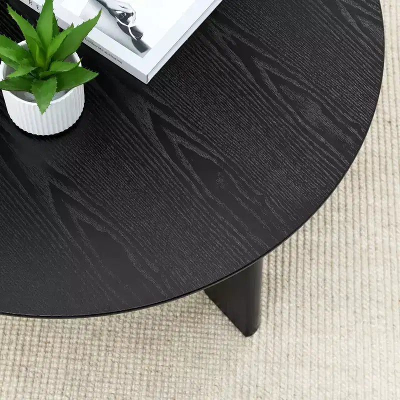 Tavolino rotondo da 36'', tavolino in legno con gambe incrociate, tavolino centrale per divano, tavolino da cocktail per piccoli spazi, tavolino d'accento per soggiorno e ufficio