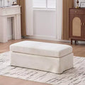 Okak Modern Chenille Armless Bench Storage Ottoman with Black Metal Legs,Upholstered Ottoman Foot Stool for Living Room,Bedroom