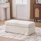 Okak Modern Chenille Armless Bench Storage Ottoman with Black Metal Legs,Upholstered Ottoman Foot Stool for Living Room,Bedroom