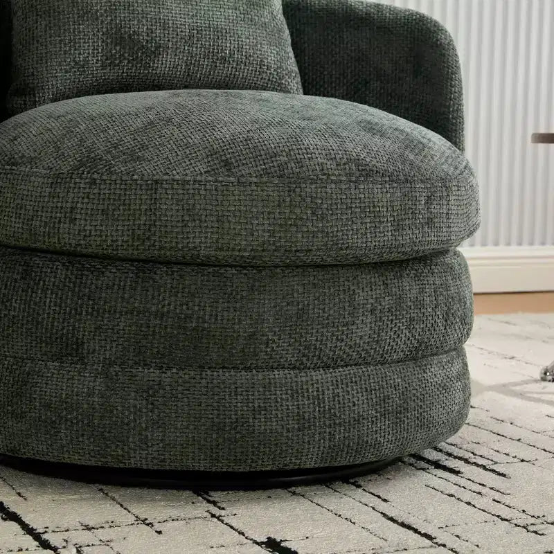TUYOHW 30W Sedia rotonda girevole moderna a botte, sedia lounge con cuscino, poltrona club imbottita in ciniglia per soggiorno, camera da letto, balcone