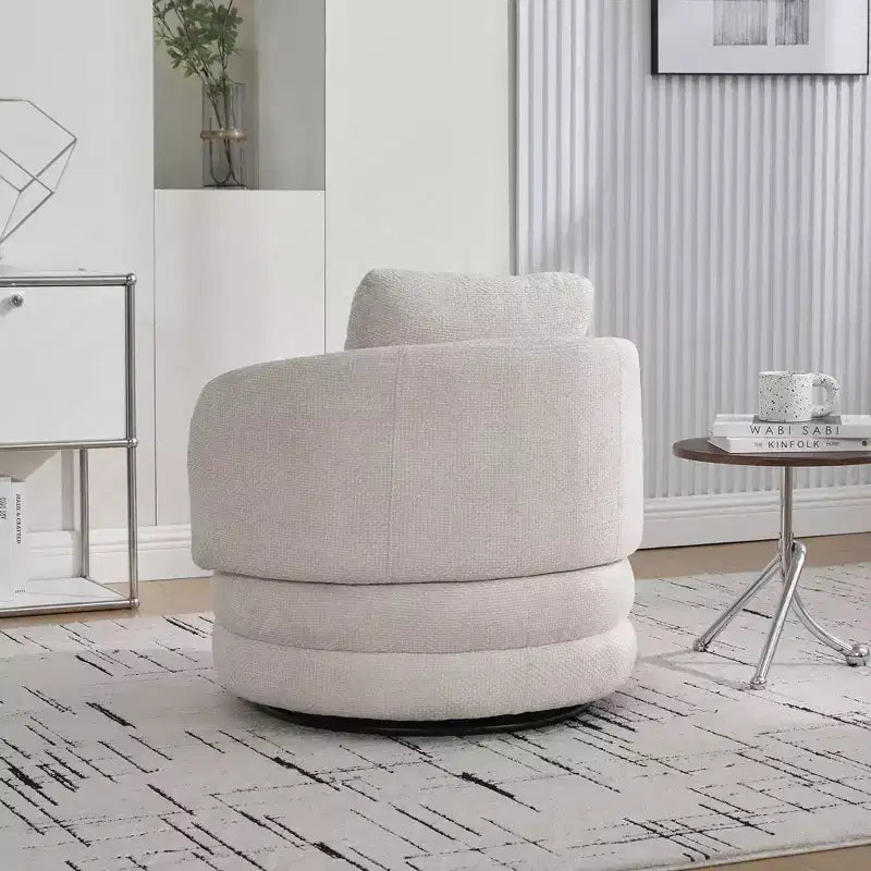 TUYOHW 30W Sedia rotonda girevole moderna a botte, sedia lounge con cuscino, poltrona club imbottita in ciniglia per soggiorno, camera da letto, balcone