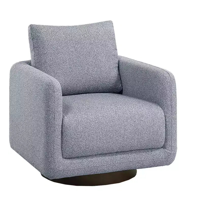 Poltrona girevole TUYOHW, poltrona con schienale a cuscino, rivestimento in bouclé, poltrona lounge moderna a basso profilo per soggiorno, angolo lettura, camera da letto