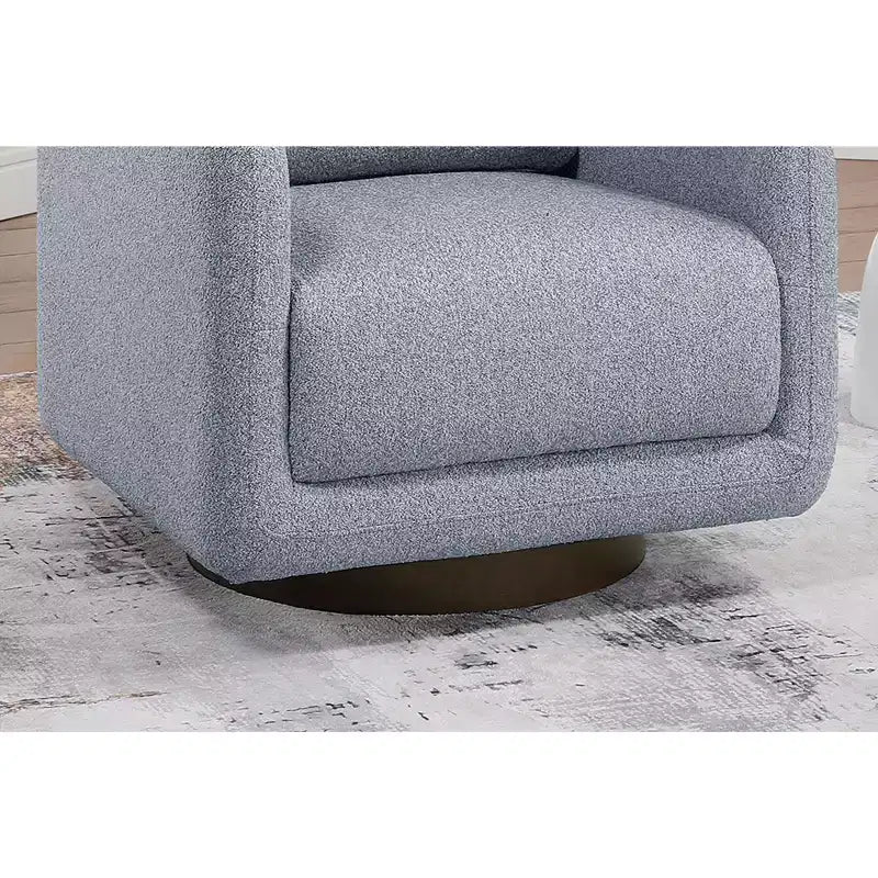 Poltrona girevole TUYOHW, poltrona con schienale a cuscino, rivestimento in bouclé, poltrona lounge moderna a basso profilo per soggiorno, angolo lettura, camera da letto
