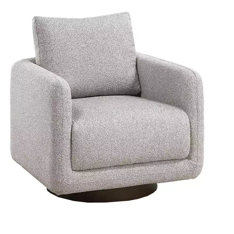 Poltrona girevole TUYOHW, poltrona con schienale a cuscino, rivestimento in bouclé, poltrona lounge moderna a basso profilo per soggiorno, angolo lettura, camera da letto