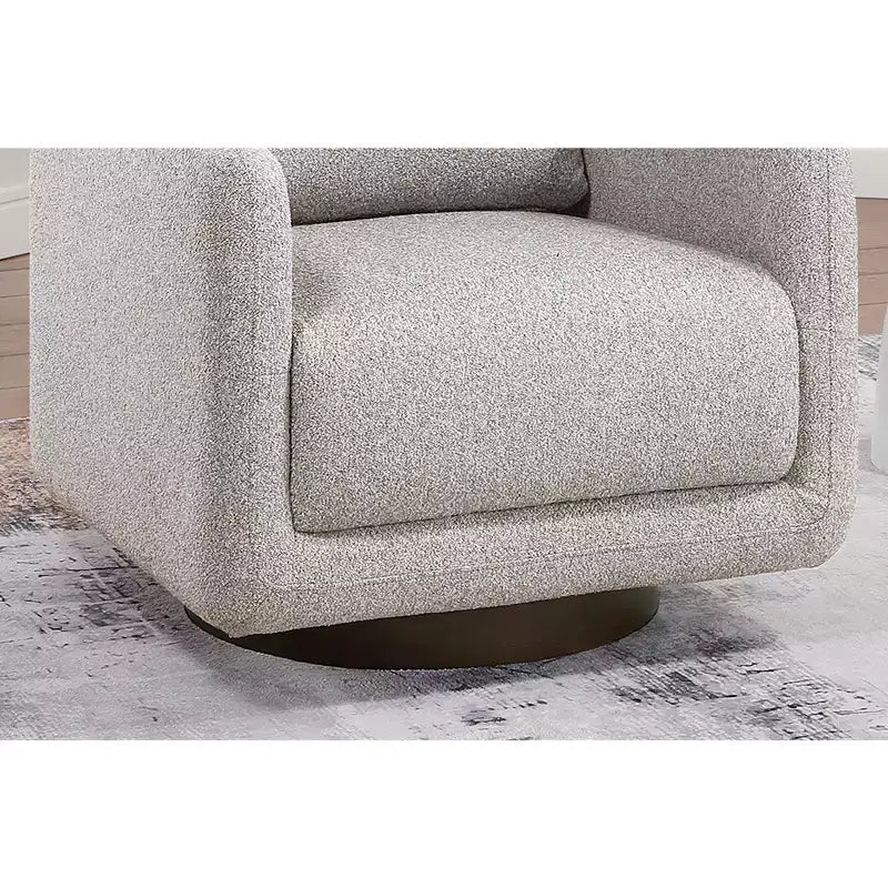Poltrona girevole TUYOHW, poltrona con schienale a cuscino, rivestimento in bouclé, poltrona lounge moderna a basso profilo per soggiorno, angolo lettura, camera da letto