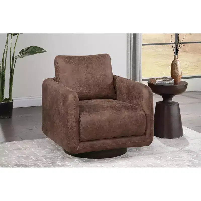 Poltrona girevole TUYOHW, poltrona con schienale a cuscino, rivestimento in bouclé, poltrona lounge moderna a basso profilo per soggiorno, angolo lettura, camera da letto