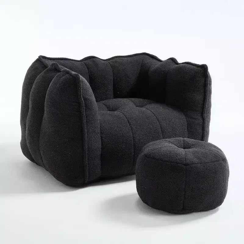 Poltrona Sacco in Ciniglia TUYOHW con Ottomana, Set Lounger con Braccioli Quadrati e Poggiapiedi, Divano in Schiuma ad Alta Resilienza per Soggiorno