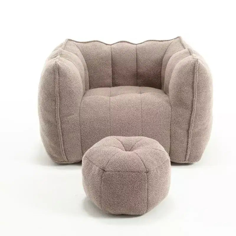 Poltrona Sacco in Ciniglia TUYOHW con Ottomana, Set Lounger con Braccioli Quadrati e Poggiapiedi, Divano in Schiuma ad Alta Resilienza per Soggiorno