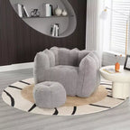 Poltrona Sacco in Ciniglia TUYOHW con Ottomana, Set Lounger con Braccioli Quadrati e Poggiapiedi, Divano in Schiuma ad Alta Resilienza per Soggiorno