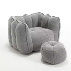 Poltrona Sacco in Ciniglia TUYOHW con Ottomana, Set Lounger con Braccioli Quadrati e Poggiapiedi, Divano in Schiuma ad Alta Resilienza per Soggiorno